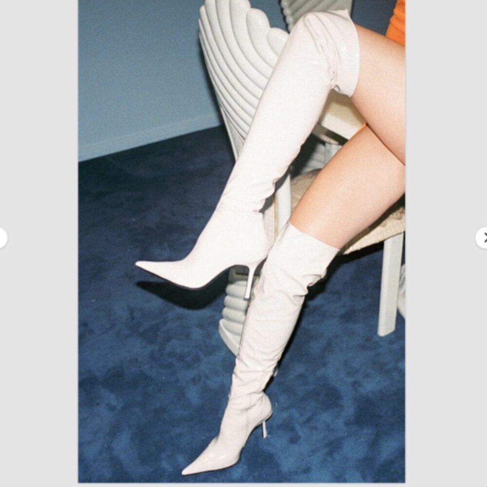 New Jeffrey Campbell Pushover Over The Knee Boots Faux patent Anthropologie sz 7